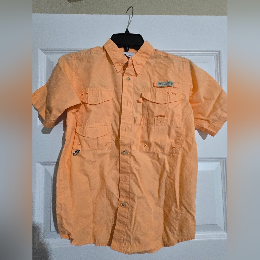 Columbia Bright Orange Button-Up Shirt